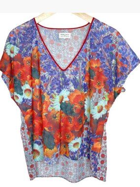 Anthropologie NWT, Printed Mesh Top, M/L